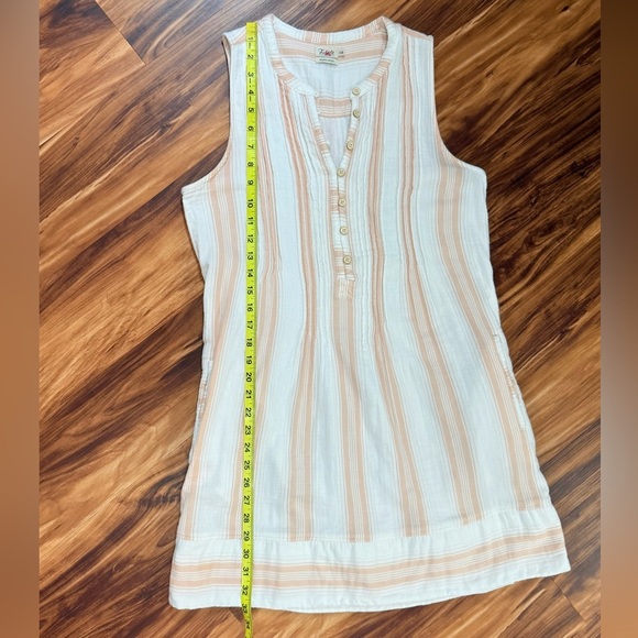 Faherty Organic Cotton Sheath Dress - Striped Cream and Tan - Picture 9 of 9